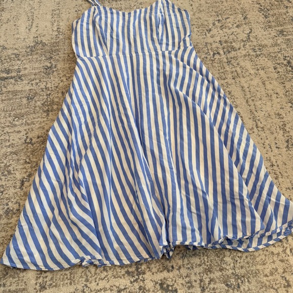 OLD NAVY Womens XS Blue White Striped Cami Fit & Flare Dress Smocked Back Mini - Picture 3 of 7